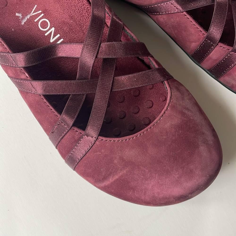 Vionic Rest Claire Suede Slip On Orthaheel Mule Clog Shoe 9 Maroon - Picture 7 of 8